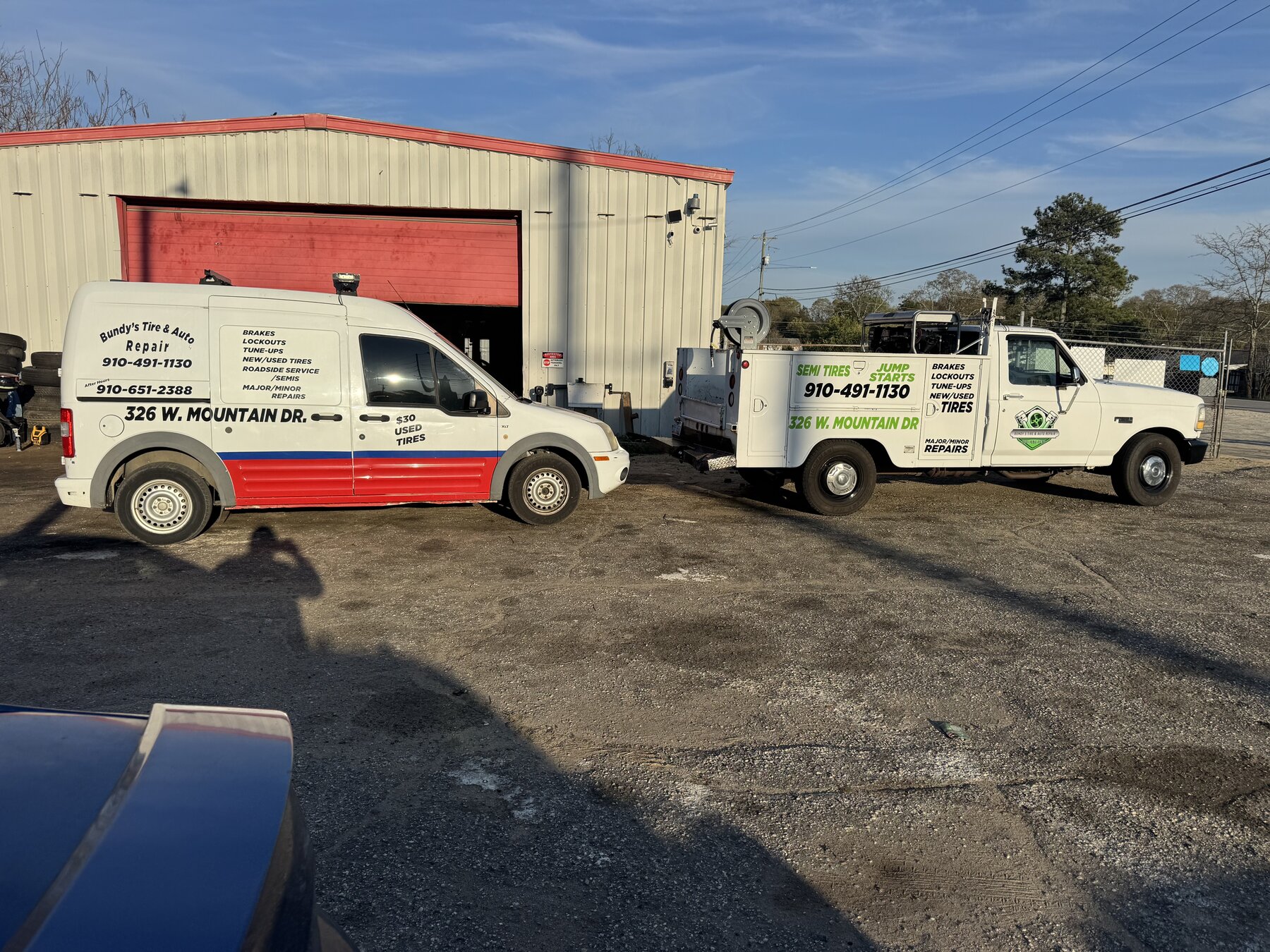 Bundy's fleet outside the shop