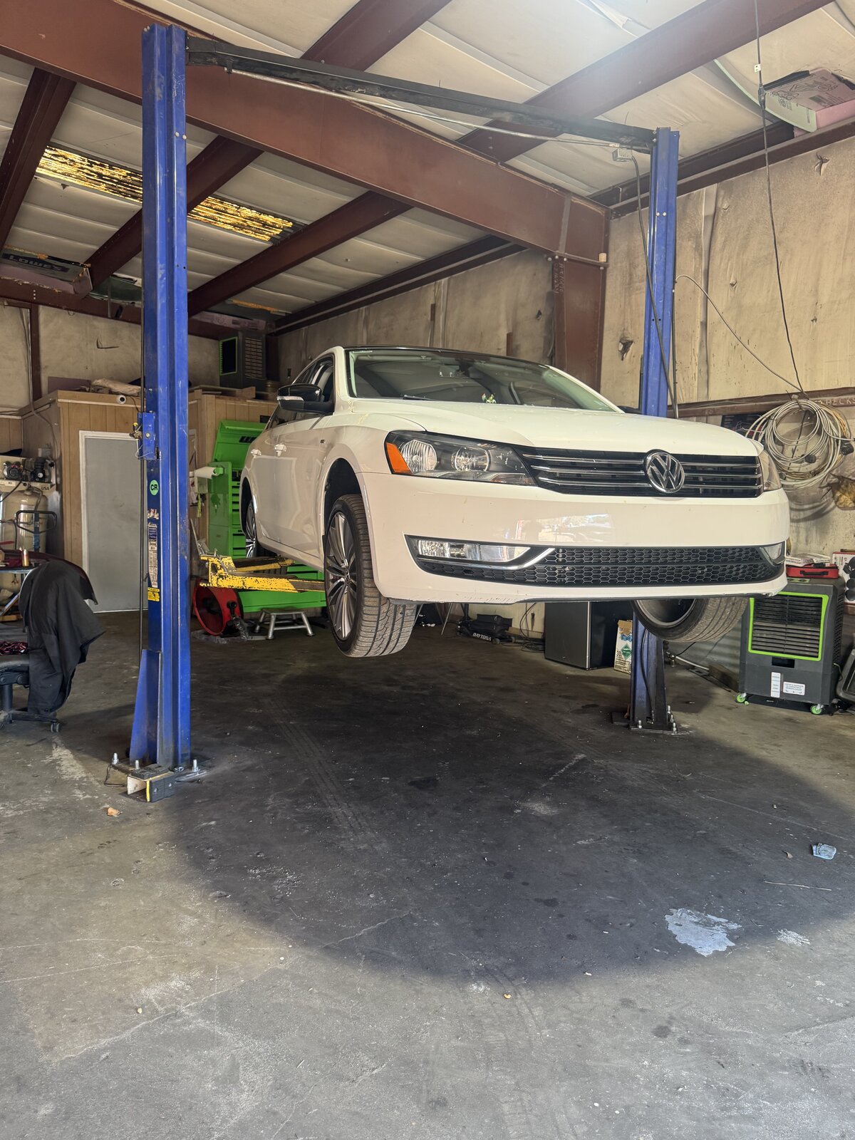 Vehicle on lift